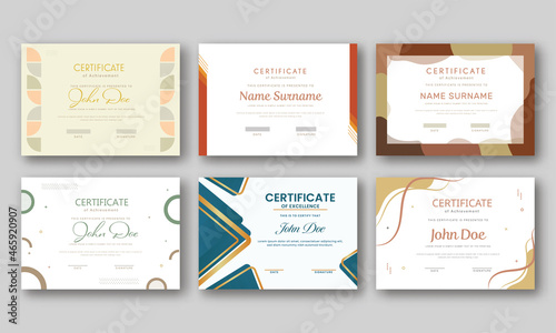 Set Of Abstract Certificate Template Design On Gray Background.