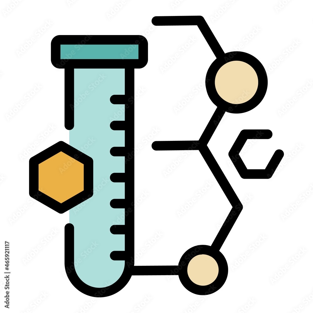 Tube and molecules icon. Outline tube and molecules vector icon color flat isolated Tube and molecules icon. Outline tube and molecules vector icon color flat isolated
