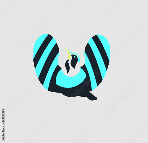 vector icon of beautiful black and blue bird of paradise