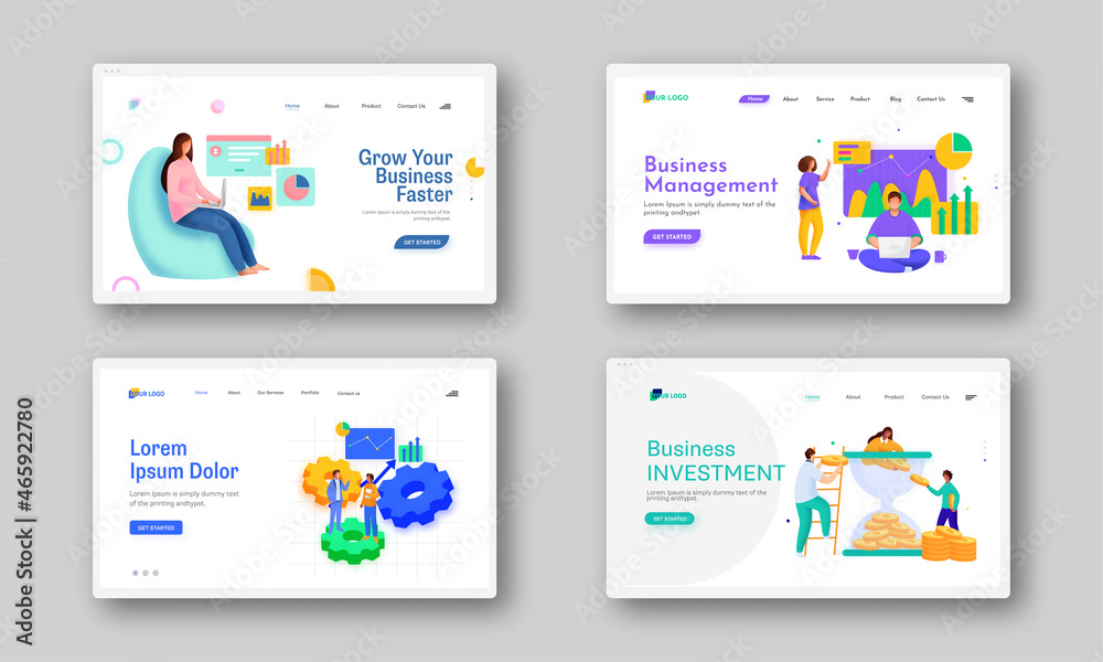 Responsive Web Template Or Landing Page Set For Business Management, Growth And Success. Responsive Web Template Or Landing Page Set For Business Management, Growth And Success.