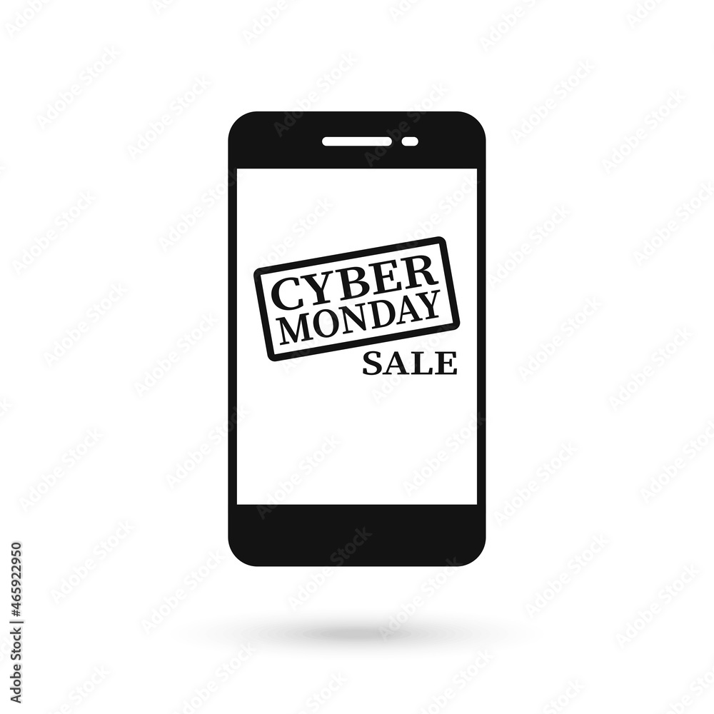 Mobile phone flat design with cyber monday sale icon. Mobile phone flat design with cyber monday sale icon.