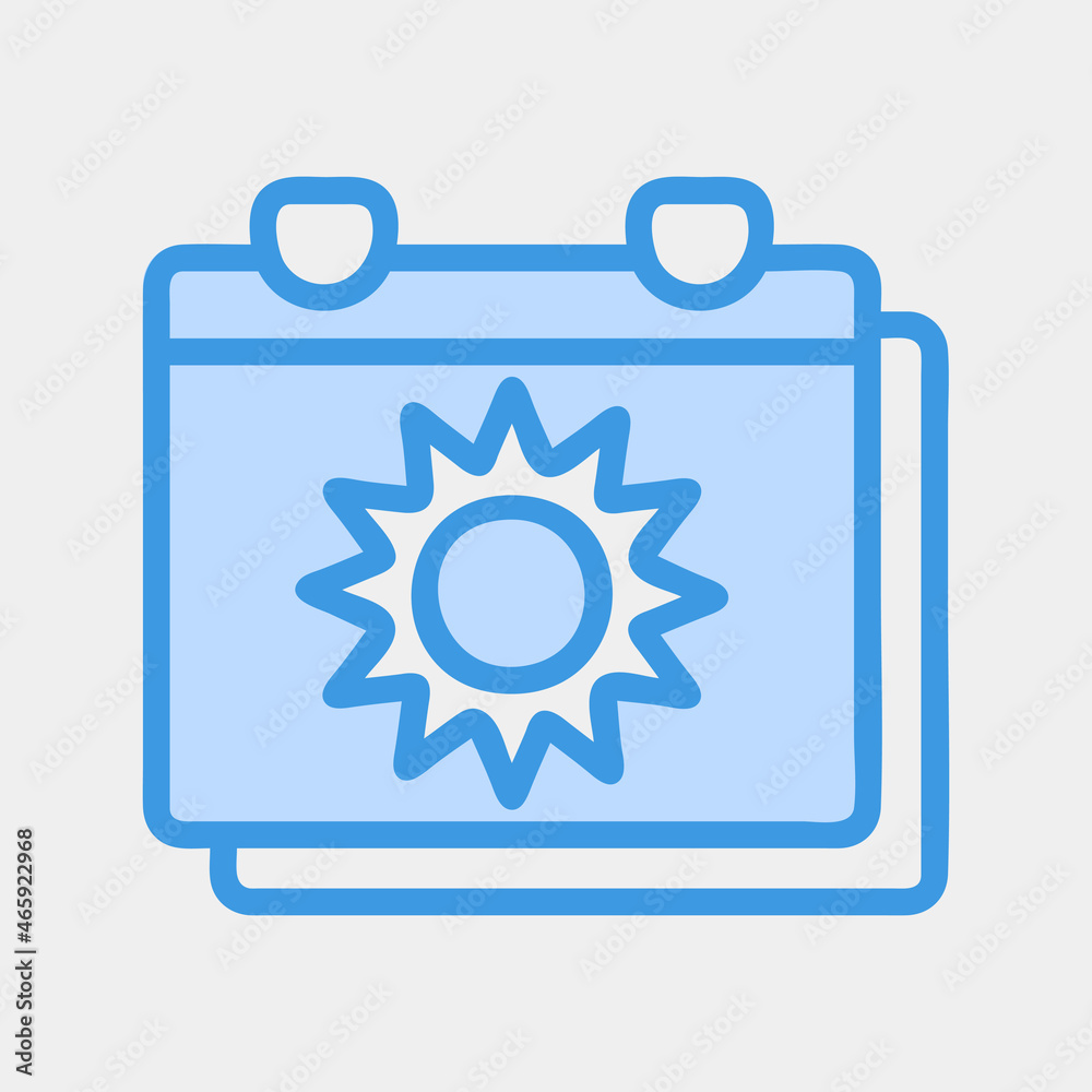 Calendar icon vector illustration in blue style about summer, use for website mobile app presentation