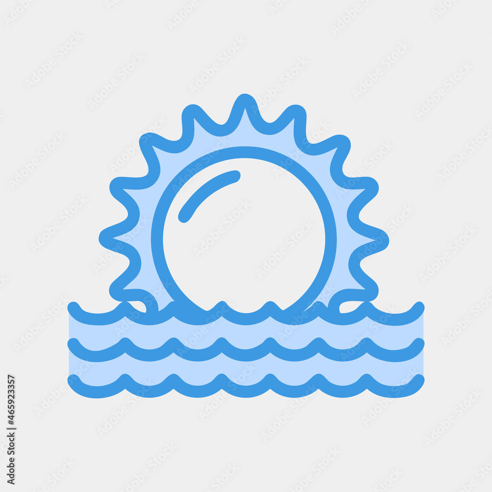 Sunset icon vector illustration in blue style about summer, use for website mobile app presentation Sunset icon vector illustration in blue style about summer, use for website mobile app presentation