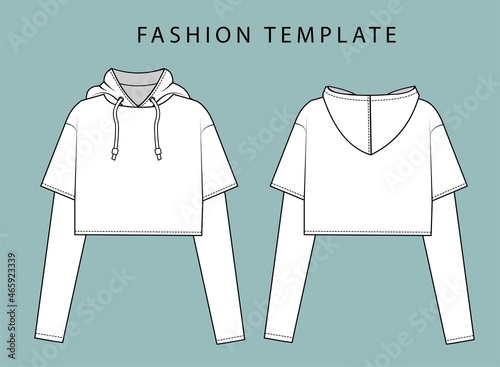CROP HOODIE FASHION FLATS TEMPLATE