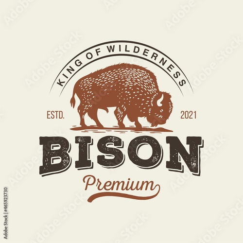 Bison Vintage Logo Design Vector