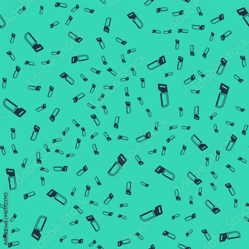 Black Hacksaw icon isolated seamless pattern on green background. Metal saw for wood and metal. Vector