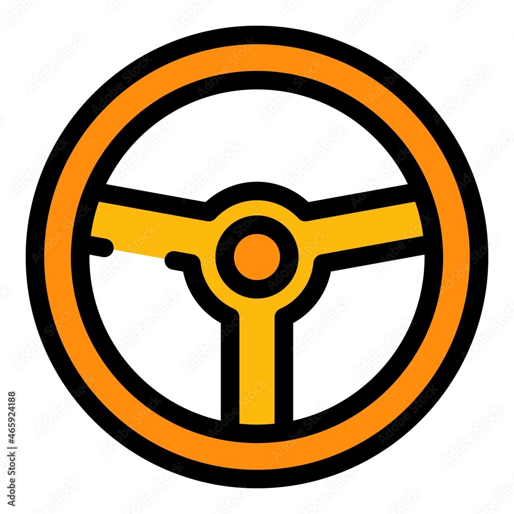 Retro steering wheel icon. Outline retro steering wheel vector icon color flat isolated Retro steering wheel icon. Outline retro steering wheel vector icon color flat isolated