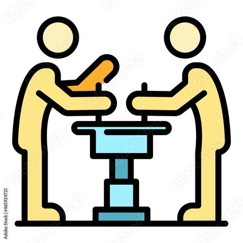 Two arm wrestle icon. Outline two arm wrestle vector icon color flat isolated