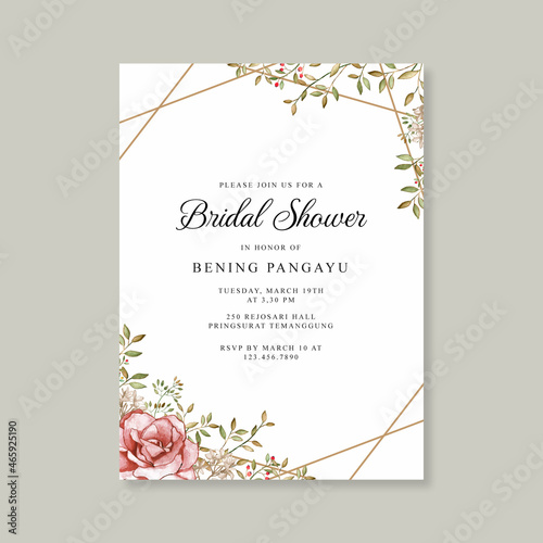 Bridal shower invitations with floral watercolor