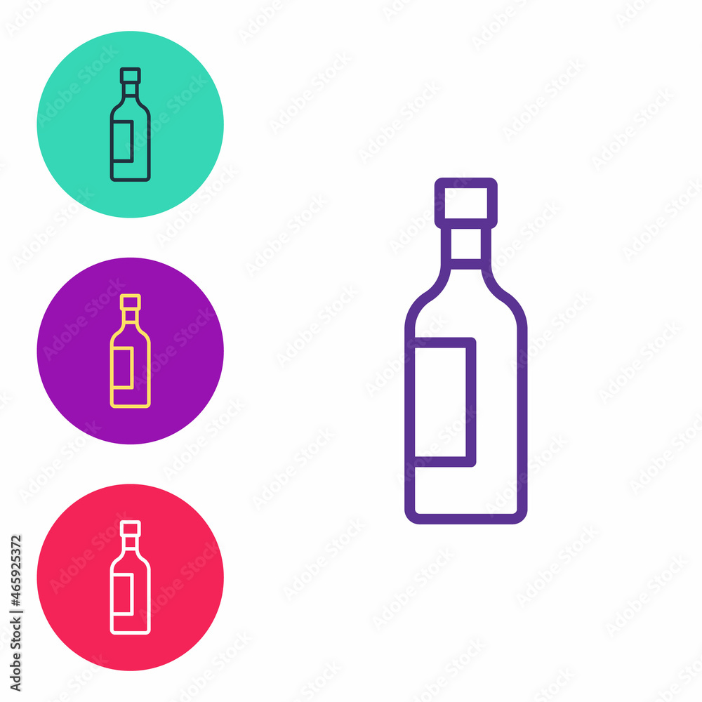 Set line Bottle of wine icon isolated on white background. Set icons colorful. Vector Set line Bottle of wine icon isolated on white background. Set icons colorful. Vector