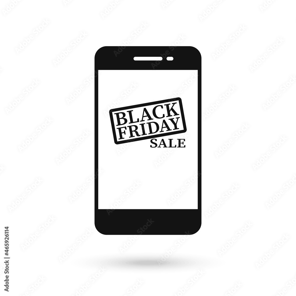 Mobile phone flat design with black friday sale icon. Mobile phone flat design with black friday sale icon.
