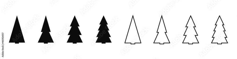 Obraz premium Christmas trees icons set. Silhouette of Christmas trees. Vector illustration