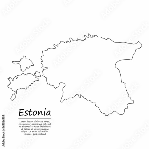 Simple outline map of Estonia, silhouette in sketch line style