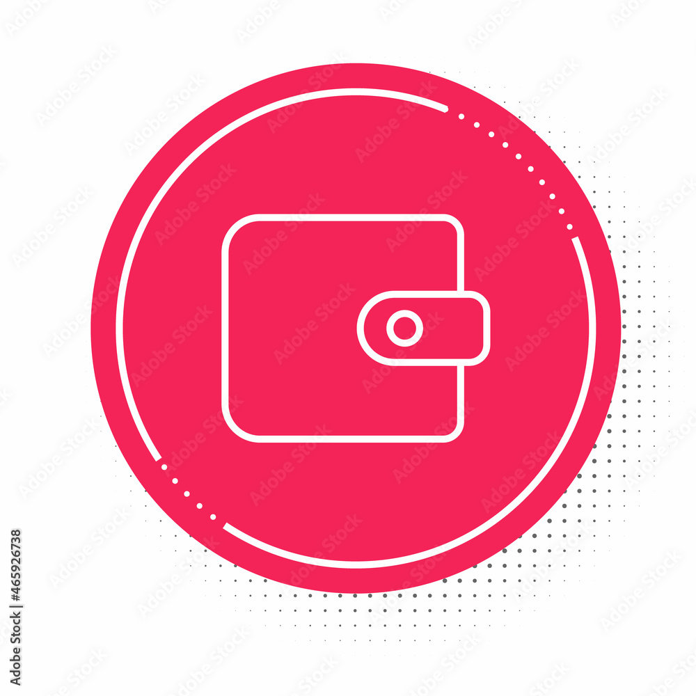 White line Wallet icon isolated on white background. Purse icon. Cash savings symbol. Red circle button. Vector White line Wallet icon isolated on white background. Purse icon. Cash savings symbol. Red circle button. Vector