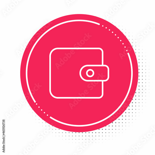 White line Wallet icon isolated on white background. Purse icon. Cash savings symbol. Red circle button. Vector