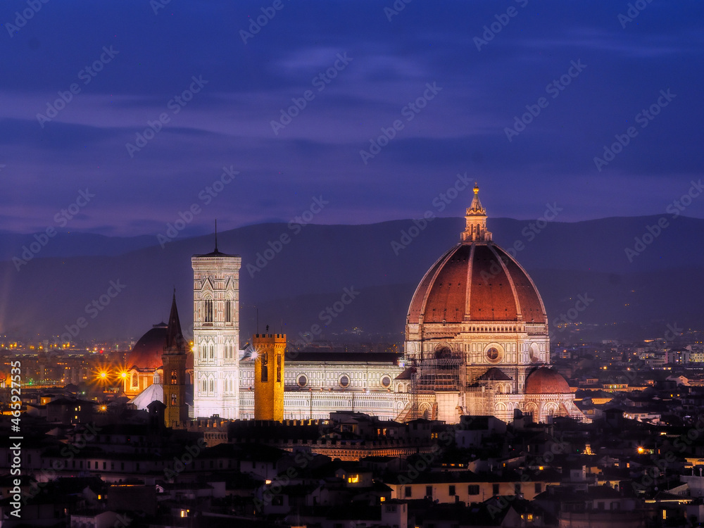 Santa Maria del Fiore view from afar at sunset, Italy