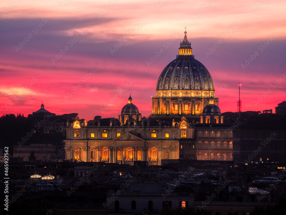 Fototapeta premium View of the Vatican from above at sunset, Rome, Italy