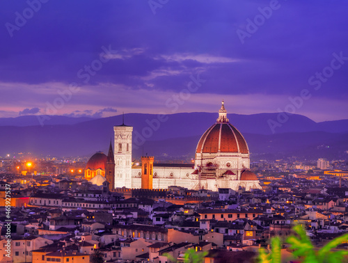 Santa Maria del Fiore view from afar at sunset, Italy