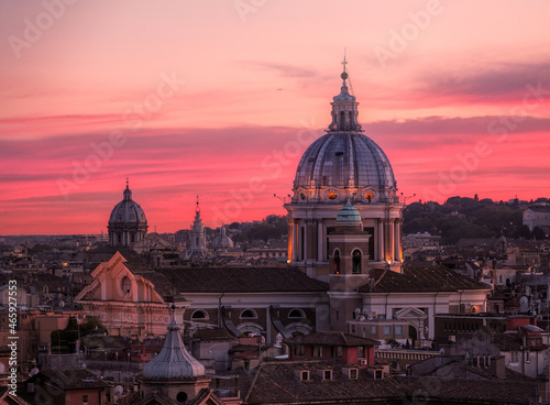 View of the Vatican from above at sunset, Rome, Italy