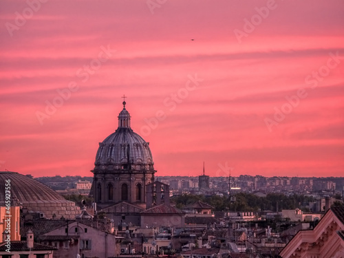 View of the Vatican from above at sunset, Rome, Italy