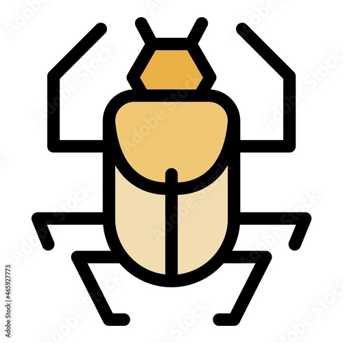 Tribal scarab beetle icon. Outline tribal scarab beetle vector icon color flat isolated