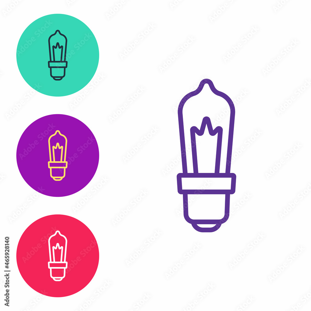 Set line Light bulb with concept of idea icon isolated on white background. Energy and idea symbol. Inspiration concept. Set icons colorful. Vector Set line Light bulb with concept of idea icon isolated on white background. Energy and idea symbol. Inspiration concept. Set icons colorful. Vector