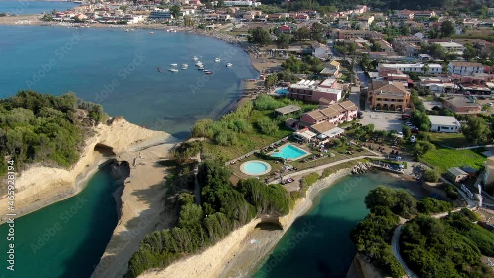 famous canal d amour in peroulades drone view in summer famous canal d amour in peroulades drone view in summer