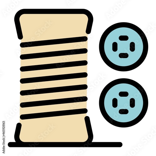 Button wire clothes icon. Outline button wire clothes vector icon color flat isolated
