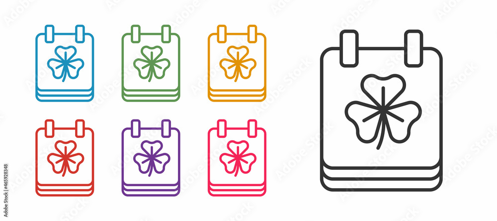 Set line Saint Patricks day with calendar icon isolated on white background. Date 17 March. Set icons colorful. Vector Set line Saint Patricks day with calendar icon isolated on white background. Date 17 March. Set icons colorful. Vector