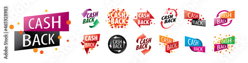 A set of vector cashback icons on a white background