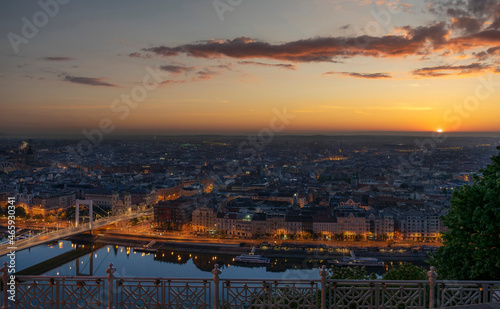 sunset over the city budapest