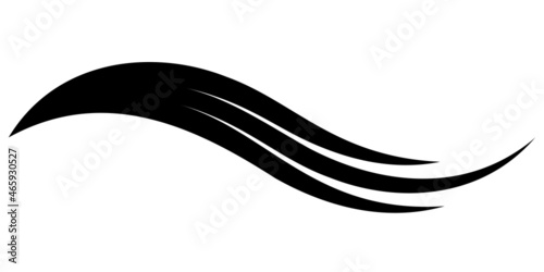 Curved calligraphic line sea wave calligraphic element feather vector, elegantly curved ribbon stripe