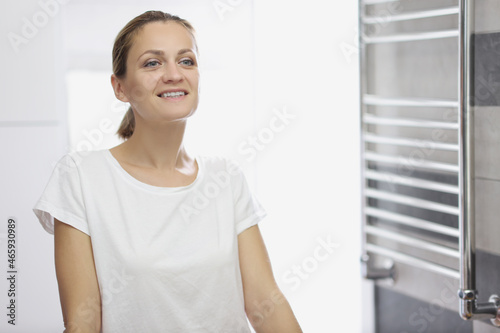 Attractive female start day with smile