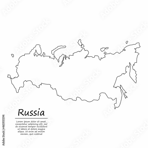 Simple outline map of Russia, in sketch line style