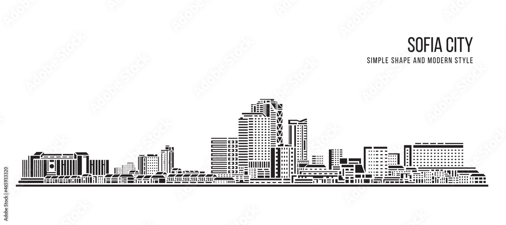 Cityscape Building Abstract Simple shape and modern style art Vector design - Sofia city