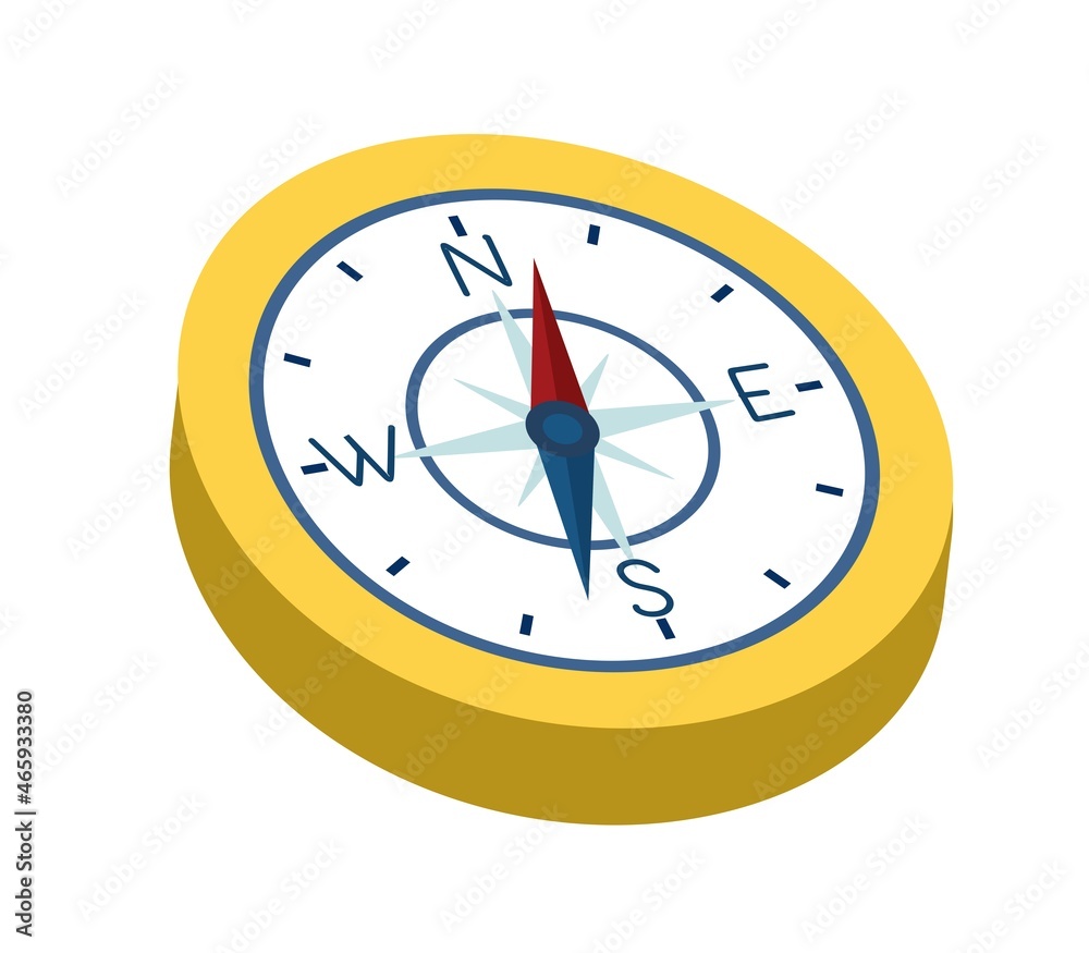 Illustration compass. The compass is golden, with the image of the directions and the wind rose. Illustration of a compass in a flat style. Illustration compass. The compass is golden, with the image of the directions and the wind rose. Illustration of a compass in a flat style.
