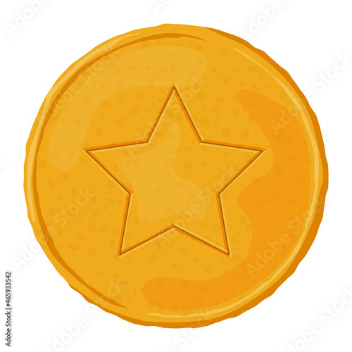 Vector Dalgona Korean traditional sugar candy with a star pattern.