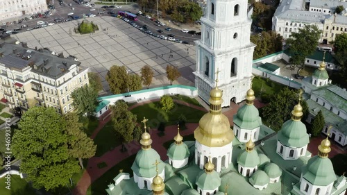 Aerial View On St. Sophia Square In Kyiv, Ukraine At Daytime - drone shot photo