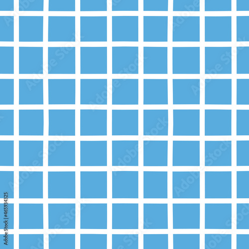 Vector checkered seamless pattern. White lattice on blue. Hand drawn simple background for web page background, fabric, wallpaper, wrapping paper, bed linen.