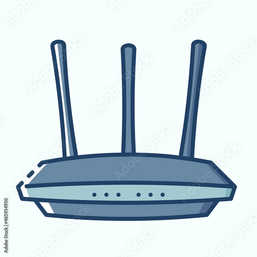 Wi-fi router with antennas colored icon. Collection of electronic devices and gadgets icons. Vector stylish outline illustrations on light background.