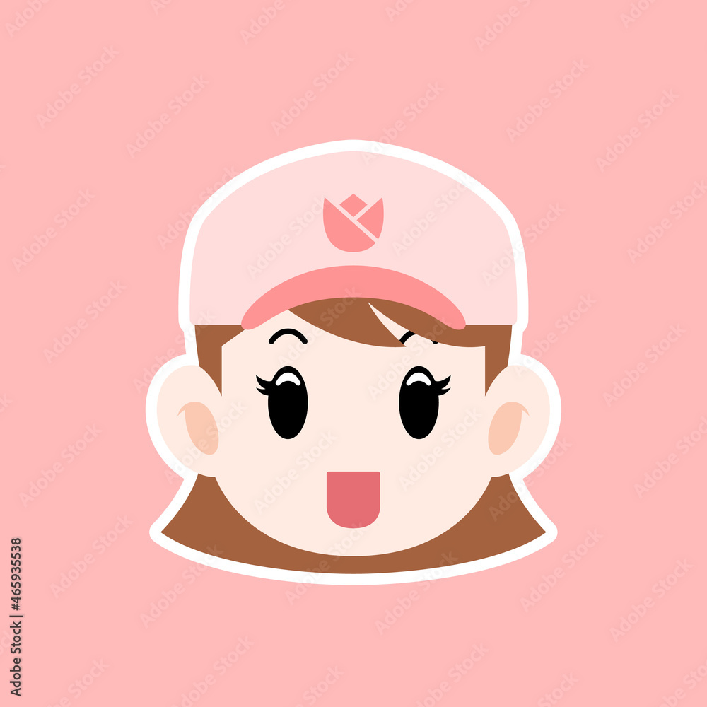 Cartoon illustration of a girl face with hat in a flat style , this cute image is suitable for your colorful and flat project design elements, can also be used for sticker and icon Cartoon illustration of a girl face with hat in a flat style , this cute image is suitable for your colorful and flat project design elements, can also be used for sticker and icon