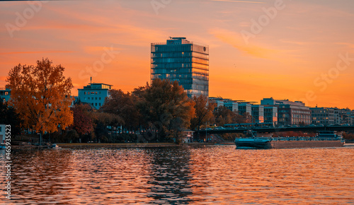 Frankfurt skyline during the sunsnet and blue hour 27 October 2021 photo