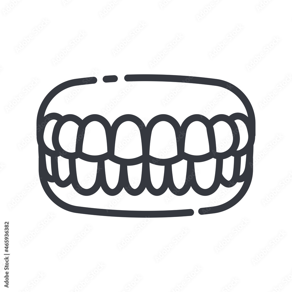 Line icon of a dental care. Jaws with teeth symbol isolated Line icon of a dental care. Jaws with teeth symbol isolated