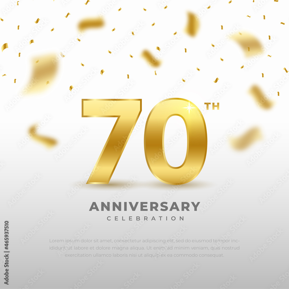 70th anniversary celebration with gold glitter color and black ...