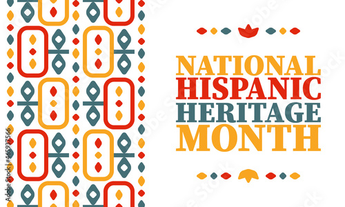 National Hispanic Heritage Month in United States. Celebrate annual in September and October. Latin American and Hispanic ethnicity culture. National fabric vector textures. Traditional festival