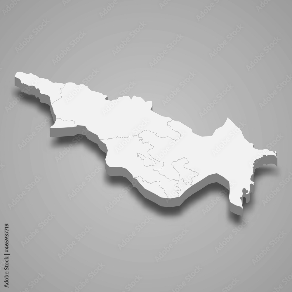 3d isometric map of Caucasus region, isolated with shadow 3d isometric map of Caucasus region, isolated with shadow