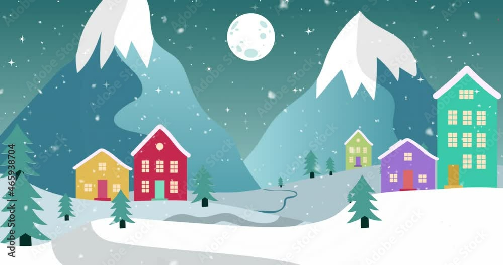 Animation of snow globe over winter scenery at christmas Animation of snow globe over winter scenery at christmas