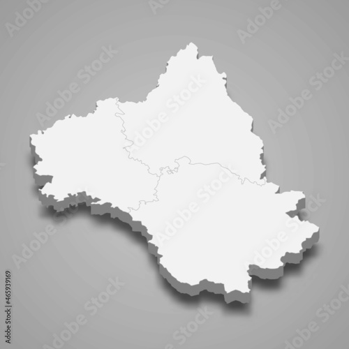 3d isometric map of Aveyron is a department in France