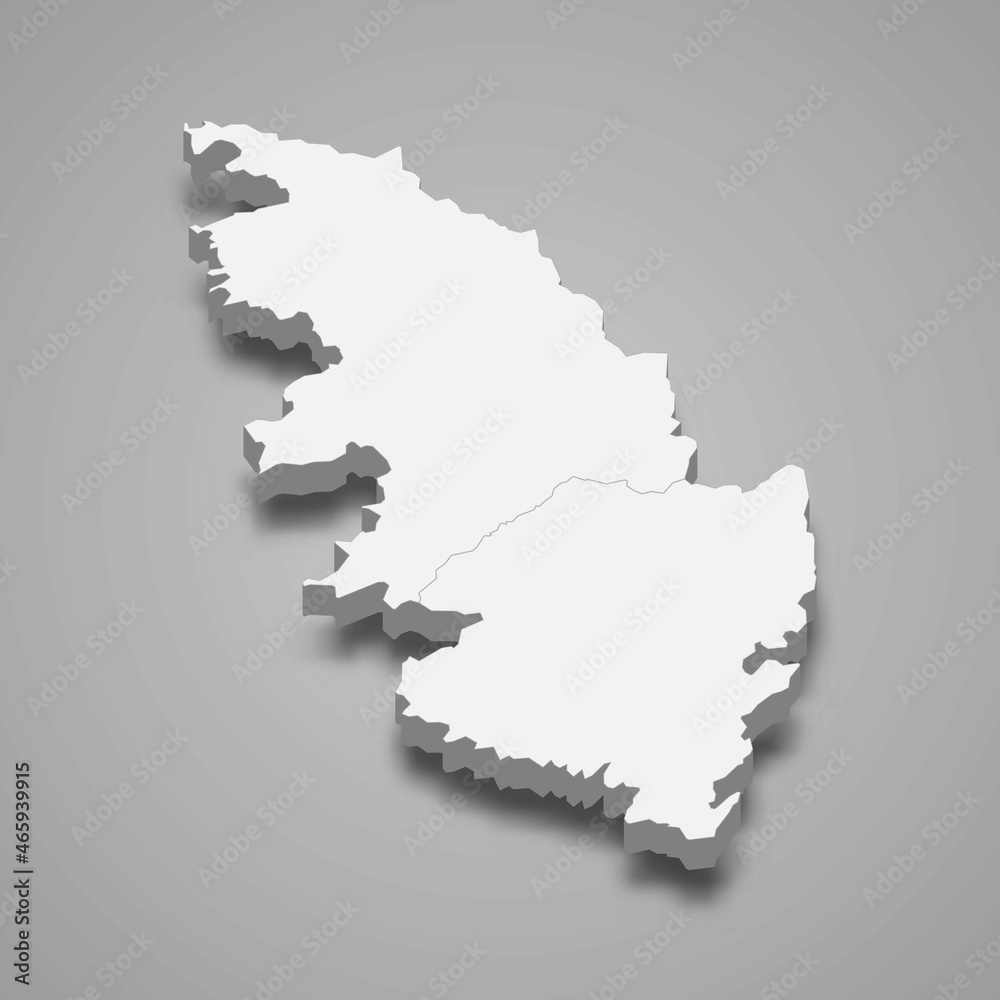 3d isometric map of Corse-du-Sud is a department in France 3d isometric map of Corse-du-Sud is a department in France