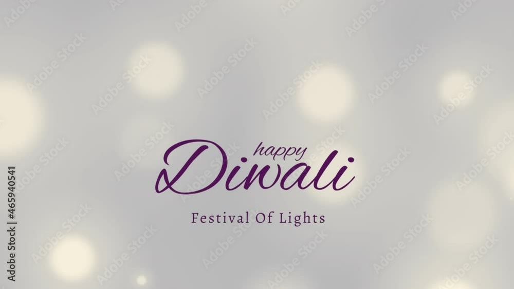 Animation of happy diwali text over light spots on blurred background Animation of happy diwali text over light spots on blurred background